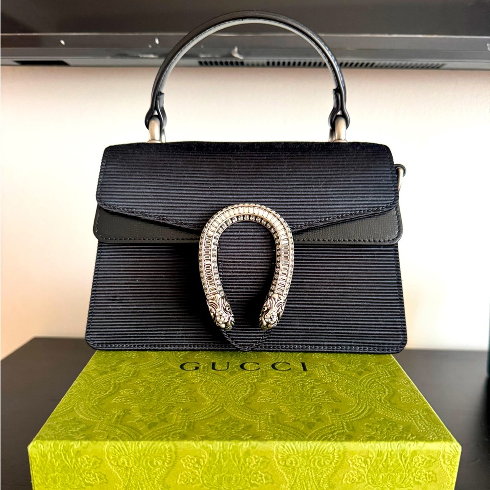 Authentic Gucci Black Satchel with Silver Accent